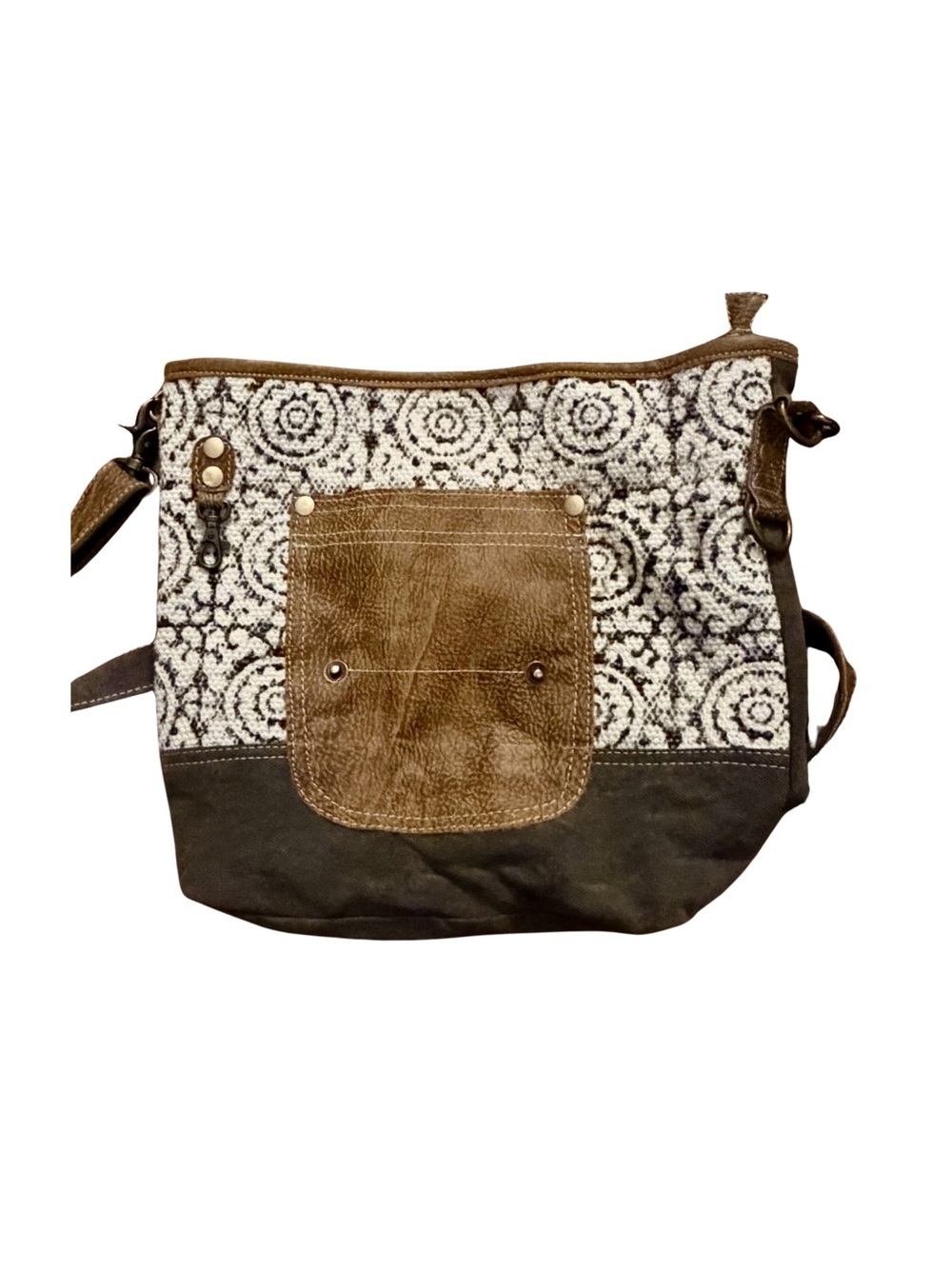 Myra Bag Brown Patterned Canvas Crossbody